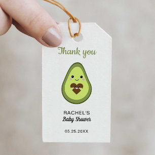 Étiquettes-cadeau Kawaii Avocado Baby shower Merci minimaliste