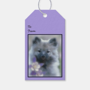 Étiquettes-cadeau Keeshond et Columbine - Photo de chien