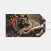 Étiquettes-cadeau keeshond Festive de Noël de chien (Devant (Horizontal))