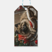 Étiquettes-cadeau keeshond Festive de Noël de chien (Dos)