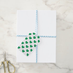 Étiquettes-cadeau Kelly Coeurs polka vert sur blanc