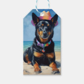 Étiquettes-cadeau Kelpie australienne sur la plage, cadeau d'été amo (Devant)