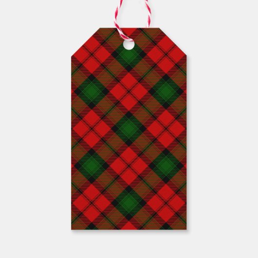 Étiquettes-cadeau Kerr tartan rouge vert plaid (Dos)