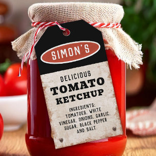 Étiquettes-cadeau ketchup à tomate maison modifiable avec panneau ro