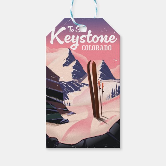 Étiquettes-cadeau Keystone pour skier (Devant)