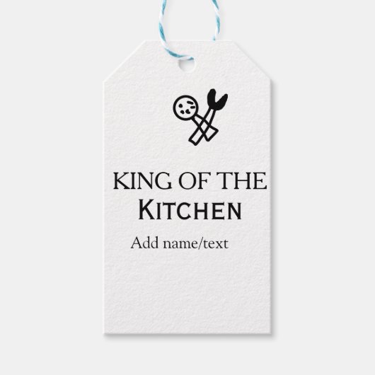 Étiquettes-cadeau King of the kitchen chef cooking add name crown ha (Devant)