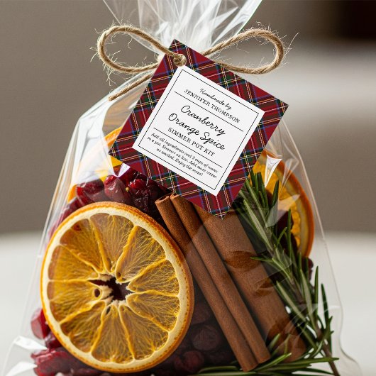 Étiquettes Cadeau Kit de pot-pourri de vacances à tartan rouge class