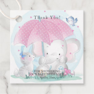 Étiquettes Cadeau Kit parapluie éléphant bébé douches papillons