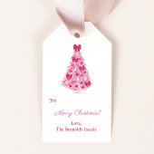 Étiquettes-cadeau Kitsch Pink Christmas Tree Red Bows Vacances
