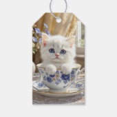 Étiquettes-cadeau Kitten blanc dans une Tea up (Devant)