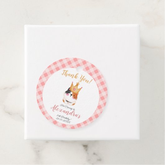 Étiquettes Cadeau Kitten Meow Couronne rose Fille Kitty Chat Anniver (En situation)