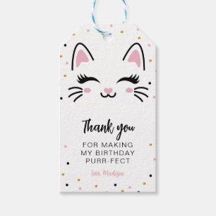 Étiquettes-cadeau Kitty Chat Purrfect Anniversaire Merci Favoriser