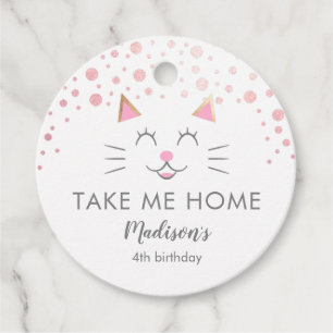 Étiquettes Cadeau Kitty Chat Rose Me ramener à la maison