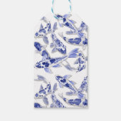 Étiquettes-cadeau Koi bleu et blanc (Devant)