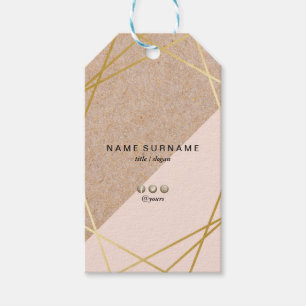 Étiquettes-cadeau Kraft d'or géométrique imprimé Pastel rose social