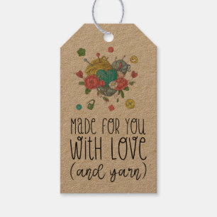 Étiquettes-cadeau KRAFT Fabriqué pour vous avec amour et crochet de