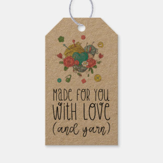 Étiquettes-cadeau KRAFT Fabriqué pour vous avec amour et crochet de