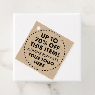 Étiquettes Cadeau Kraft personnalisé 70% DE BON Mariage de remise Ac
