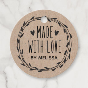 Étiquettes Cadeau Kraft personnalisé fait avec amour