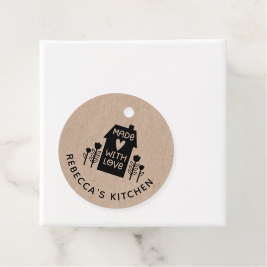 Étiquettes Cadeau Kraft Personnalisé Fait Maison Avec Amour (En situation)