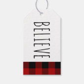 Étiquettes-cadeau Kraft Red Buffalo Plaid & Believe Christmas (Devant)