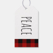 Étiquettes-cadeau Kraft Red Buffalo Plaid & Peace Christmas (Devant)