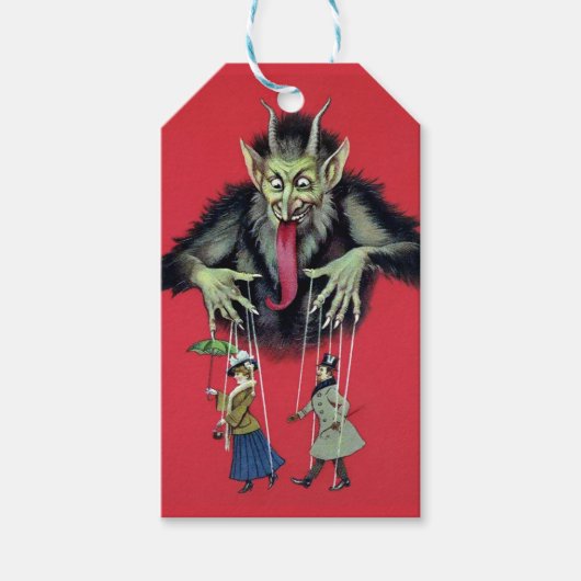 Étiquettes-cadeau Krampus Déplaisant vintage (Devant)