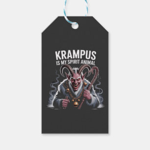 Étiquettes-cadeau Krampus est mon animal spirituel de Noël drôle 