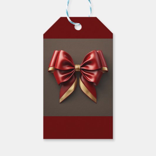 Étiquettes-cadeau La Bow rouge et or (Devant)