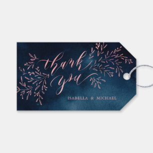 Étiquettes-cadeau La calligraphie de broussailles de la marine merci