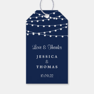 Étiquettes-cadeau La Collection Mariage Bleu Marine Lights
