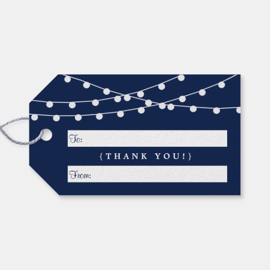 Étiquettes-cadeau La Collection Mariage Bleu Marine Lights (Dos (Horizontal))