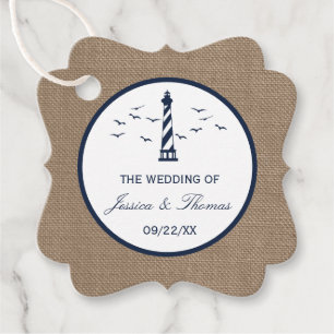 Étiquettes Cadeau La collection Mariage de Burlap du phare nautique