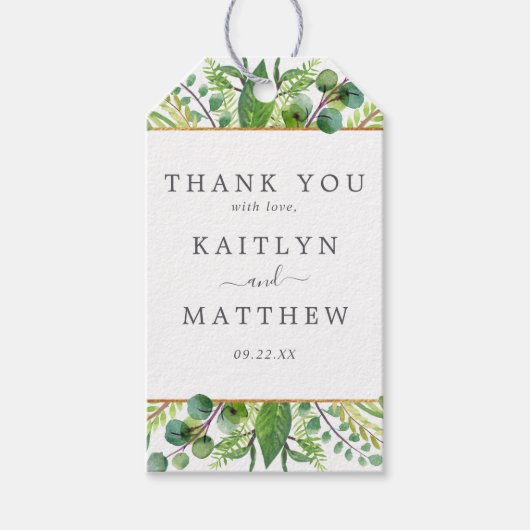Étiquettes-cadeau La Collection Mariage Verdure & Or (Devant)