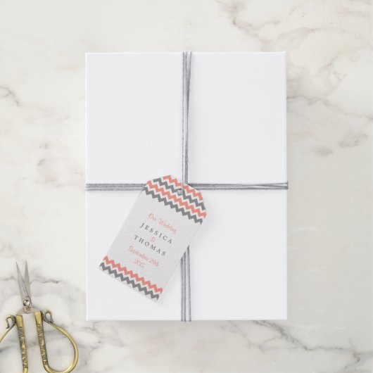 Étiquettes-cadeau La collection moderne de Mariages Chevron - rose e (Avec de la ficelle)