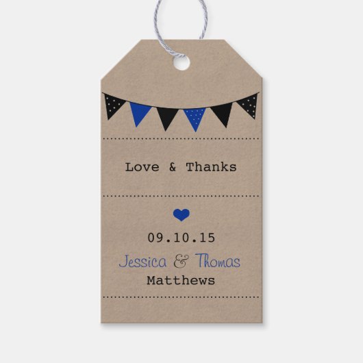 Étiquettes-cadeau La collection moderne de Mariages de Bunting Bleu (Devant)