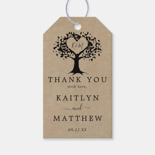 Étiquettes-cadeau La collection Rustic Heart Tree Mariage (Devant)