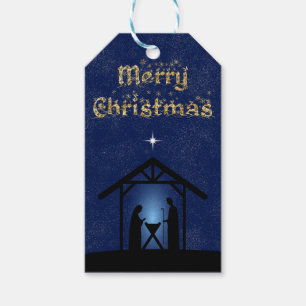 Étiquettes-cadeau La crèche de Noël Scène religieuse