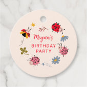 Étiquettes Cadeau La fête d'anniversaire de Ladybug Floral (Devant)