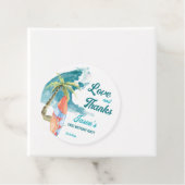 Étiquettes Cadeau La grande fête de surf rétro plage merci (En situation)