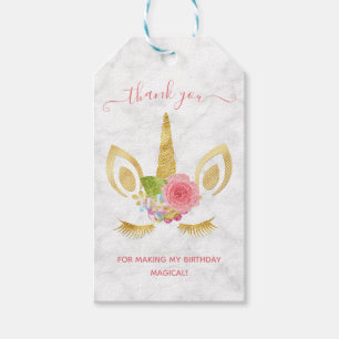 Étiquettes-cadeau La licorne florale élégante de parties
