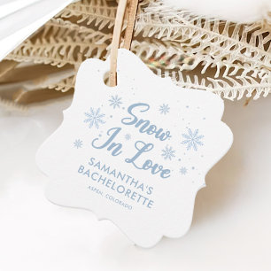 Étiquettes Cadeau La Neige Bleue En Amour Ski D'Hiver Bachelorette