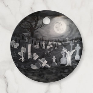 Étiquettes Cadeau La nuit sur le cimetière - Angel avec Diable