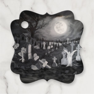 Étiquettes Cadeau La nuit sur le cimetière - Angel avec Diable