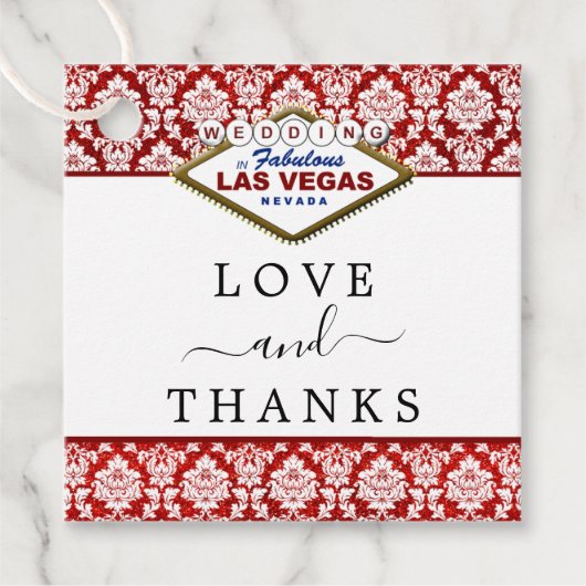 Étiquettes Cadeau La Parties scintillant Damask Las Vegas Mariage Co (Devant)