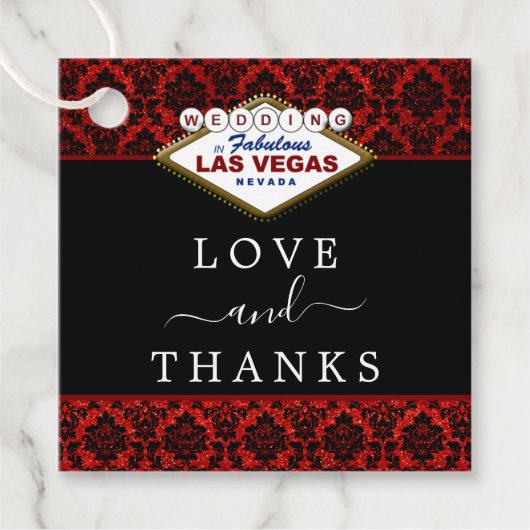 Étiquettes Cadeau La Parties scintillant Damask Las Vegas Mariage Co (Devant)