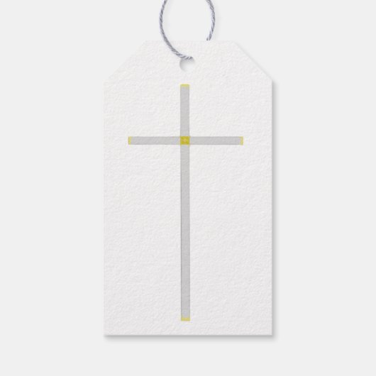 Étiquettes-cadeau La première sainte communion du garçon Croix d'arg (Dos)