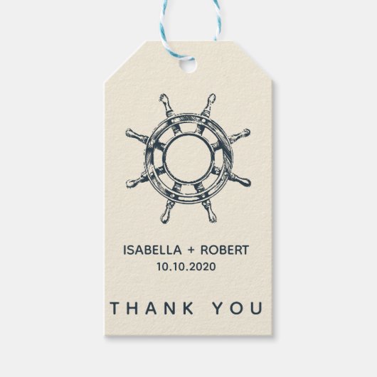 Étiquettes-cadeau La roue BlueShip | FAVEUR DU Merci Mariage (Devant)