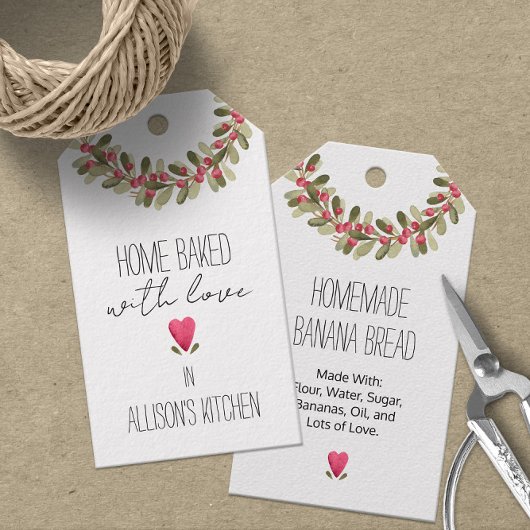 Étiquettes-cadeau La verdure des fêtes à l'aquarelle 💖🎄 Cuite avec