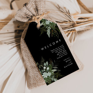 Étiquettes-cadeau La verdure et la feuille d'or Mariage noir Bienv